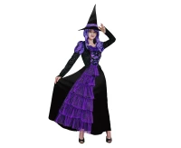 Role play-set for adult Purple Witch (dress, hat), size S